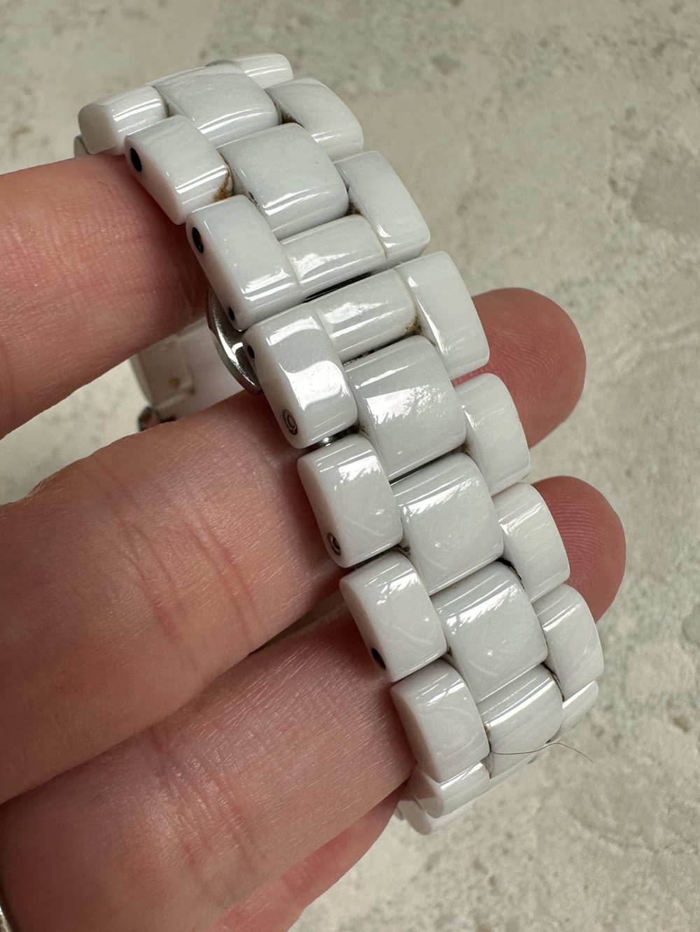 Anne Klein White Ceramic Crystal Bezel Watch 12/2199WTWB Quartz Working - Picture 8 of 8